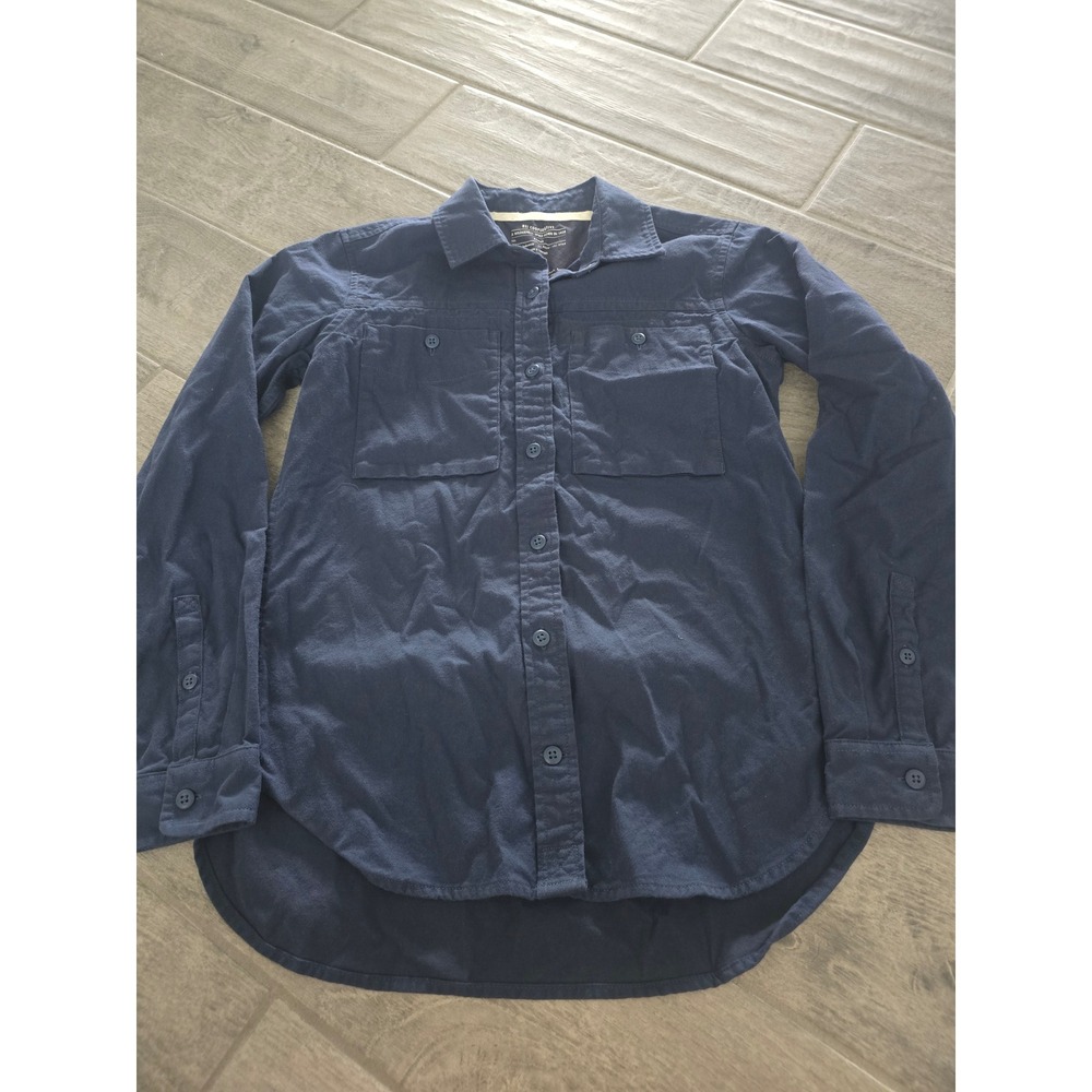 REI Co-op Womens XS Navy Blue 100% Cotton Long Sleeve Button Down Utility Shirt